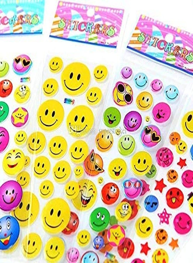 Hookcart Cartoon Puffy Small Size 3D Cute Stickers Emoji Self Adhesive Plastic Stickers for Kids (10 Piece)
